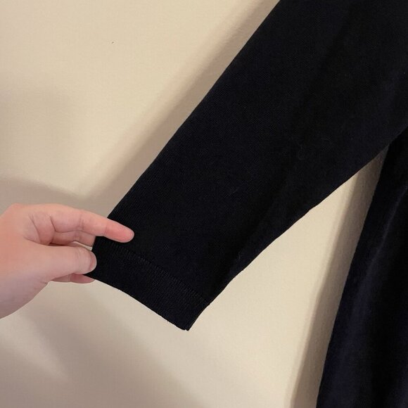 Talbots Sz M Navy Blue Whimsical Llama Embellished 3/4 Sleeves Crewneck Sweater - Picture 5 of 9